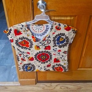 V neck floral print blouse, medium